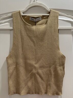 Zara Knit Ribbed Sparkly GoldTank Top